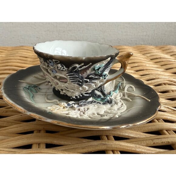 Vintage 40's Japan Dragonware Miniature Teacup and Saucer - Picture 1 of 11